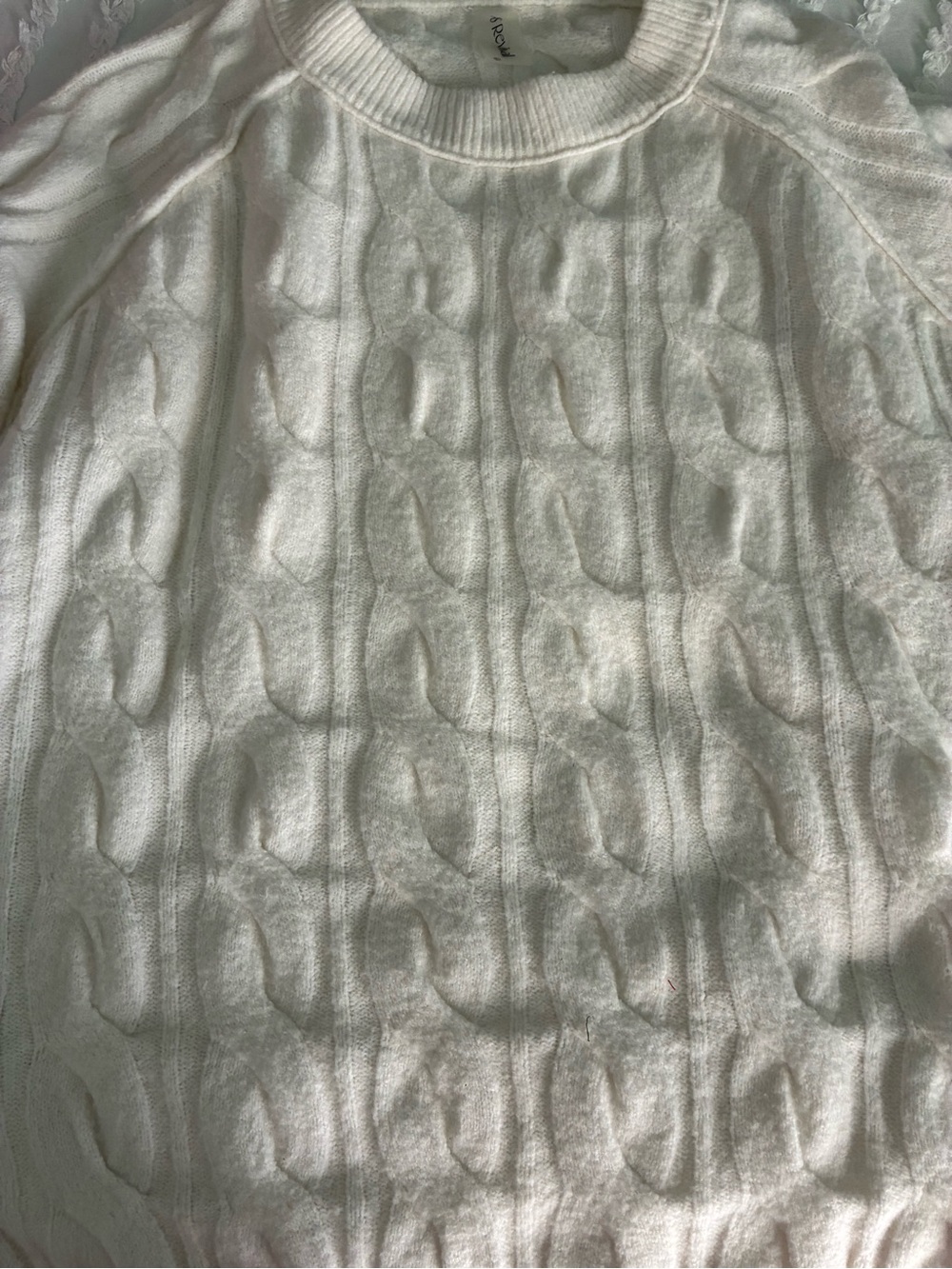 Cream Cable-Knit Crewneck Sweater